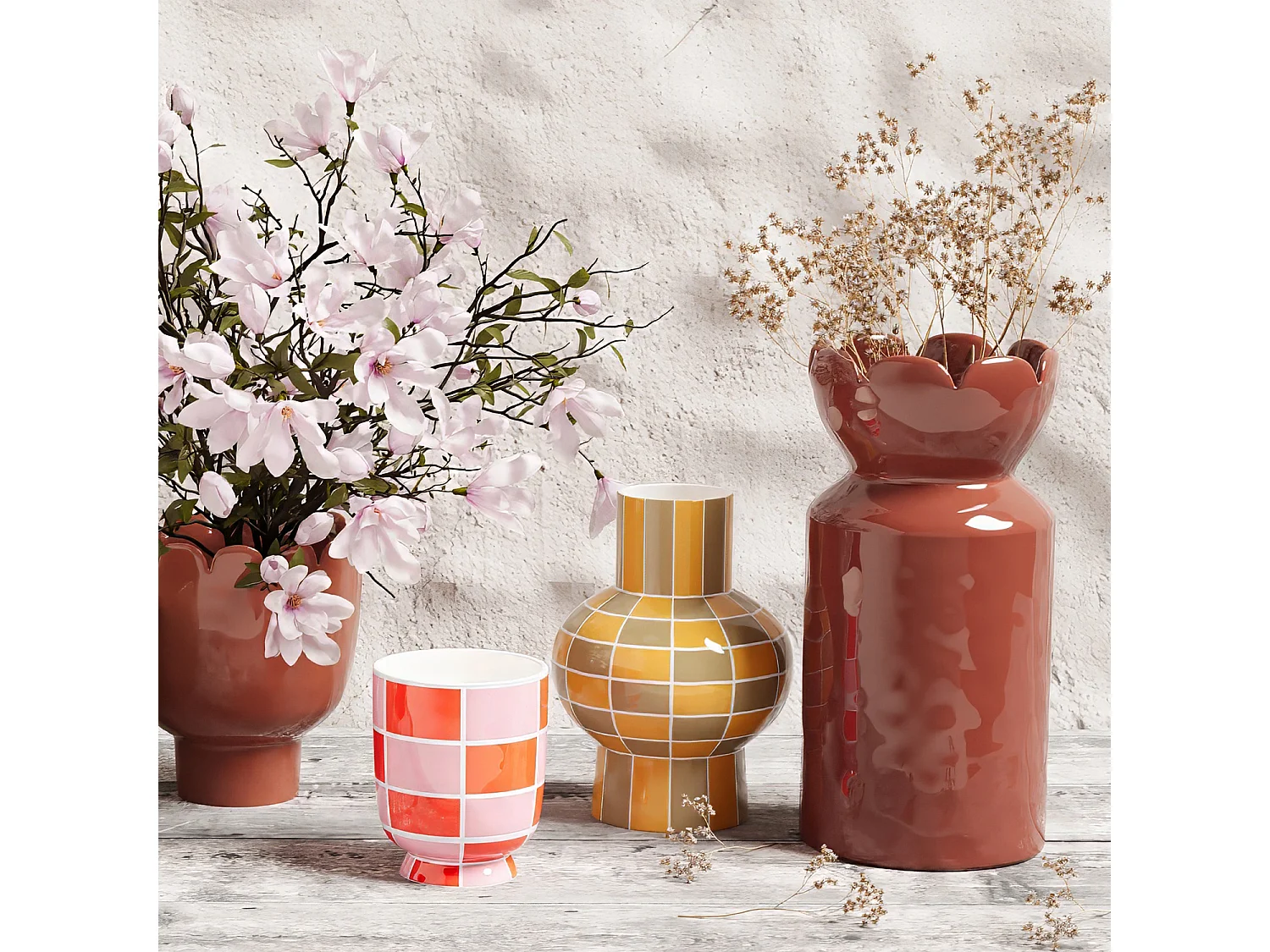 LOUVRE - Vase céramique motif damier