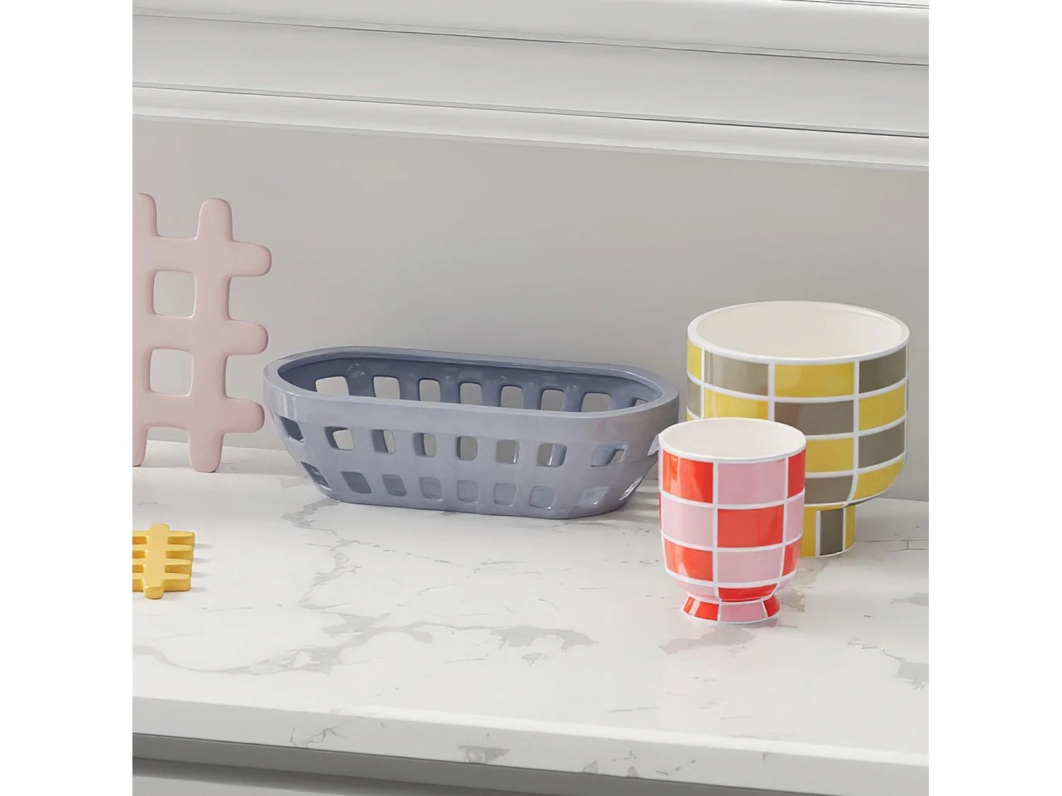 VERSAILLES - Vase céramique motif damier