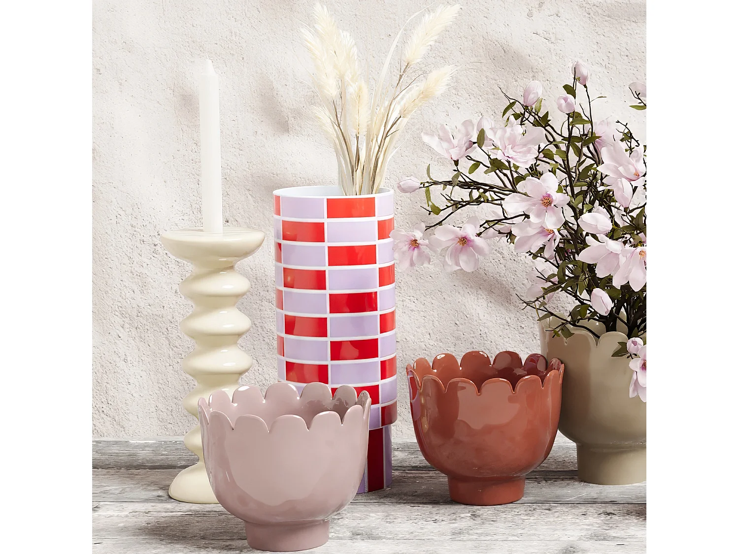 SOFIA - Vase céramique tube à damier