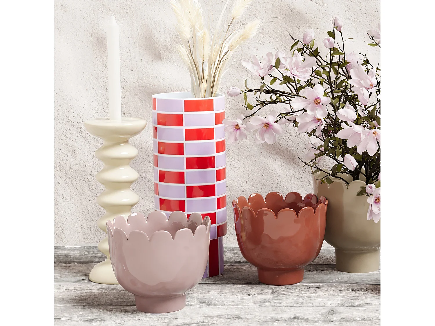 MARCEAU PETIT - Petit vase forme tulipe en céramique rose