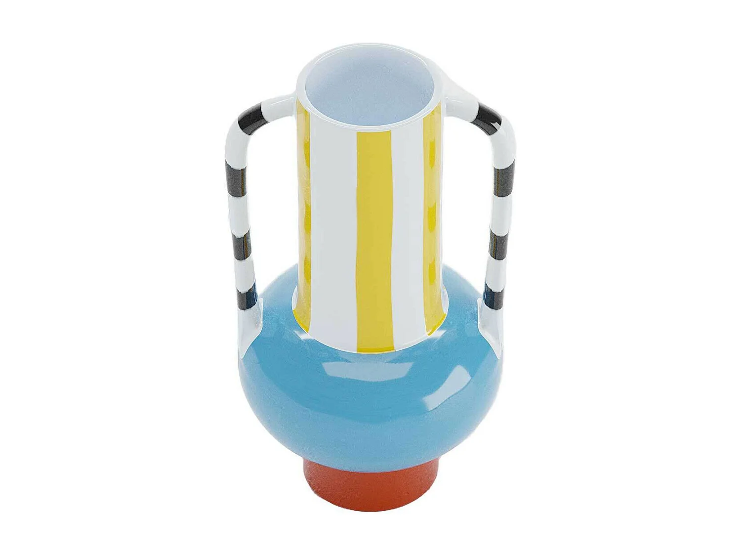 CASSIS - Vase décoratif en céramique rayée avec poignée