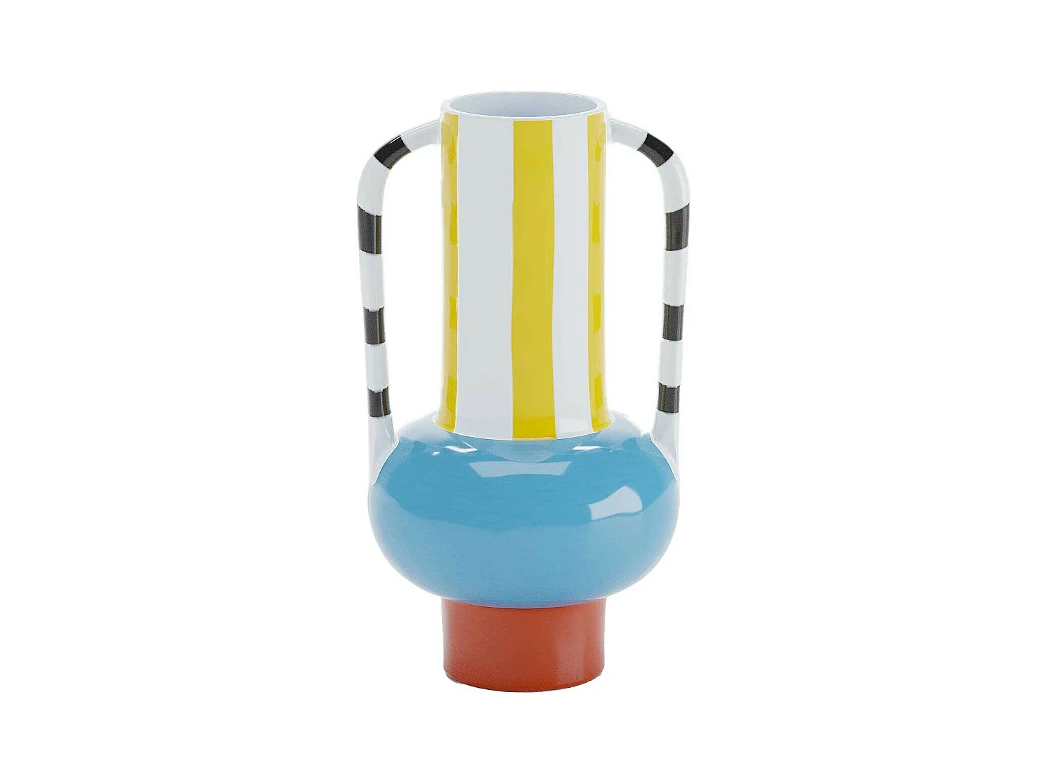 CASSIS - Vase décoratif en céramique rayée avec poignée