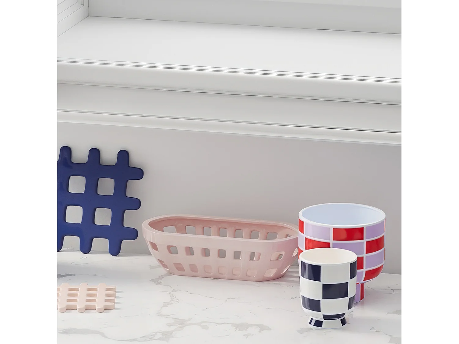 VERSAILLES - Vase céramique motif damier