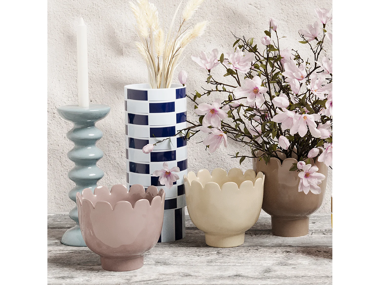 SOFIA - Vase céramique tube à damier