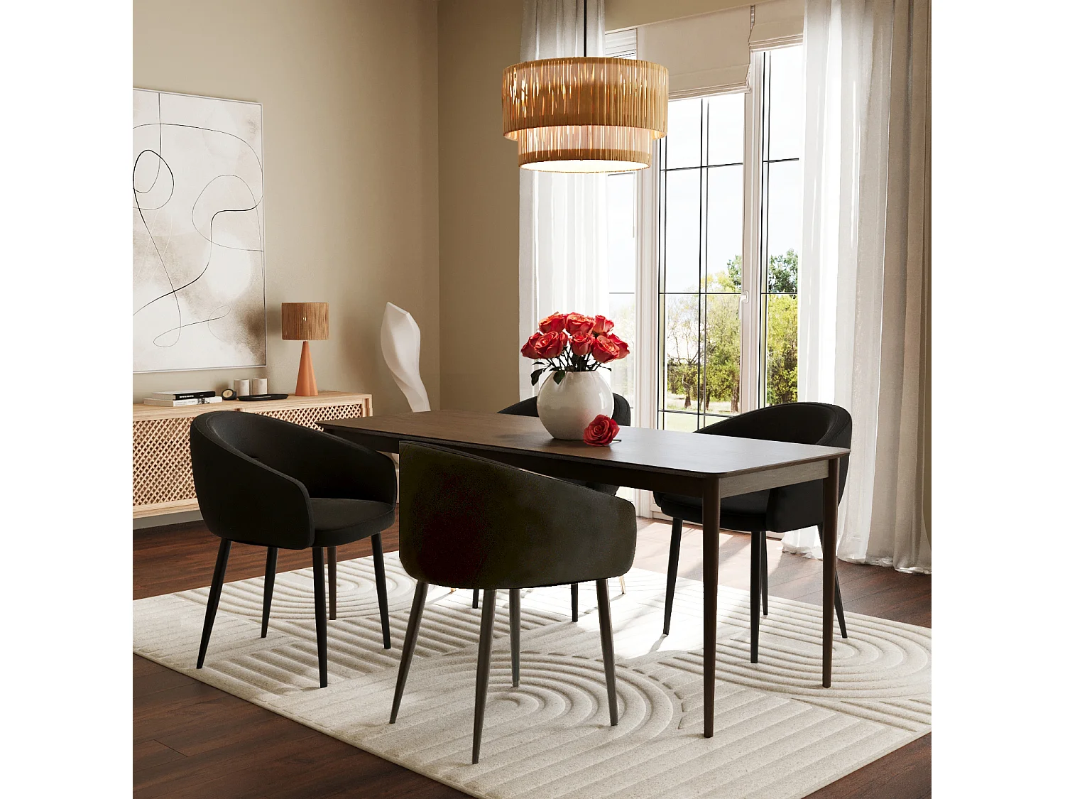 EUGÉNIE - Paire de fauteuils de table design velours