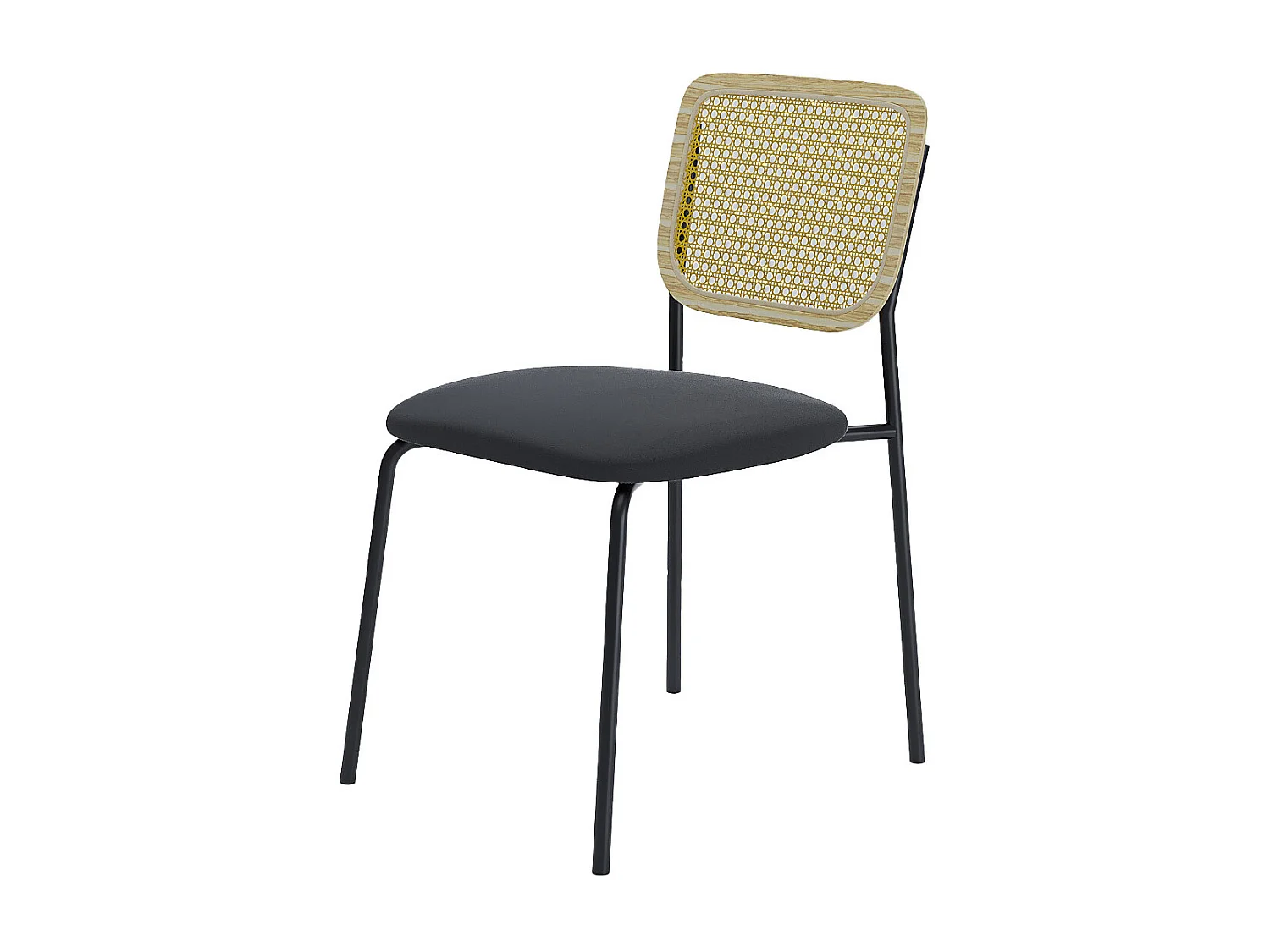 JUNA - Lot de 2 chaises en rotin et velours