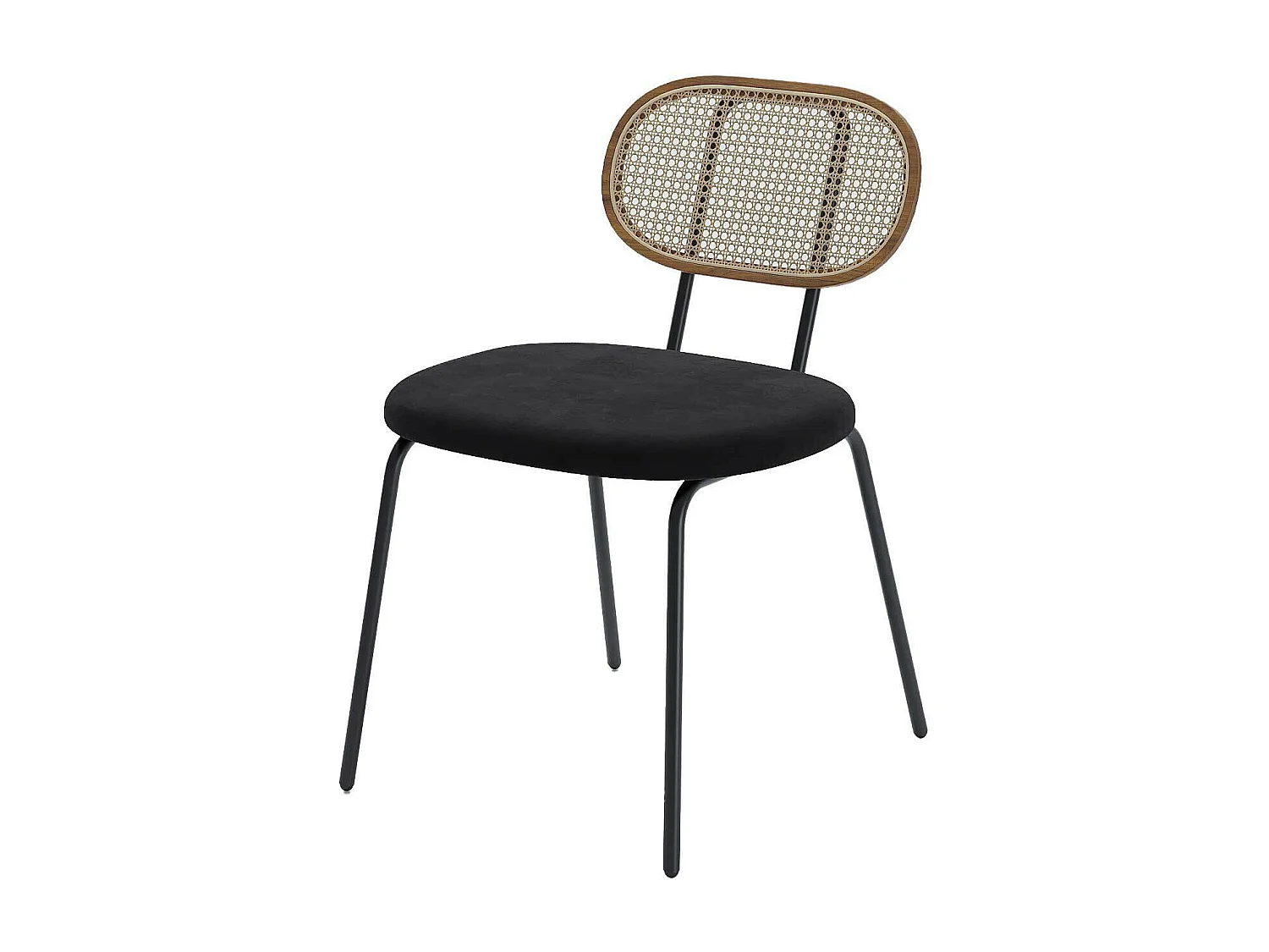 GABRIELLE - Lot de 2 chaises en rotin et velours