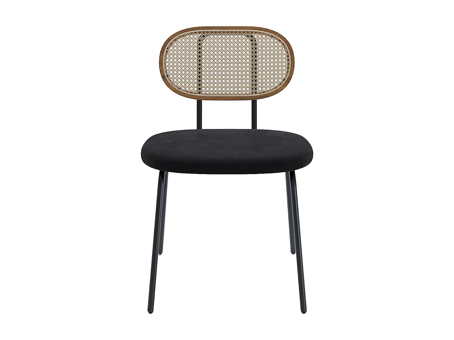 GABRIELLE - Lot de 2 chaises en rotin et velours