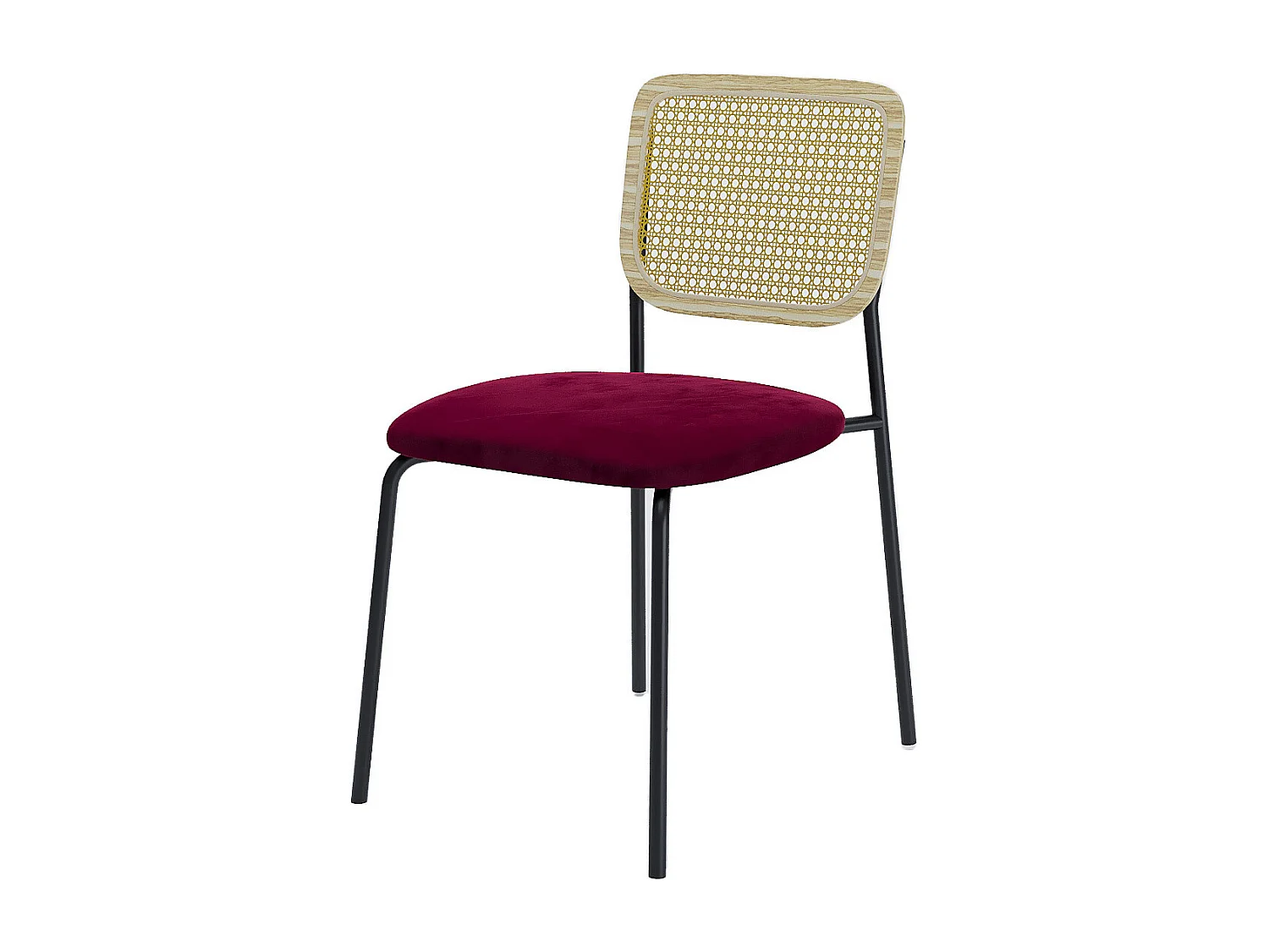 JUNA - Lot de 2 chaises en rotin et velours