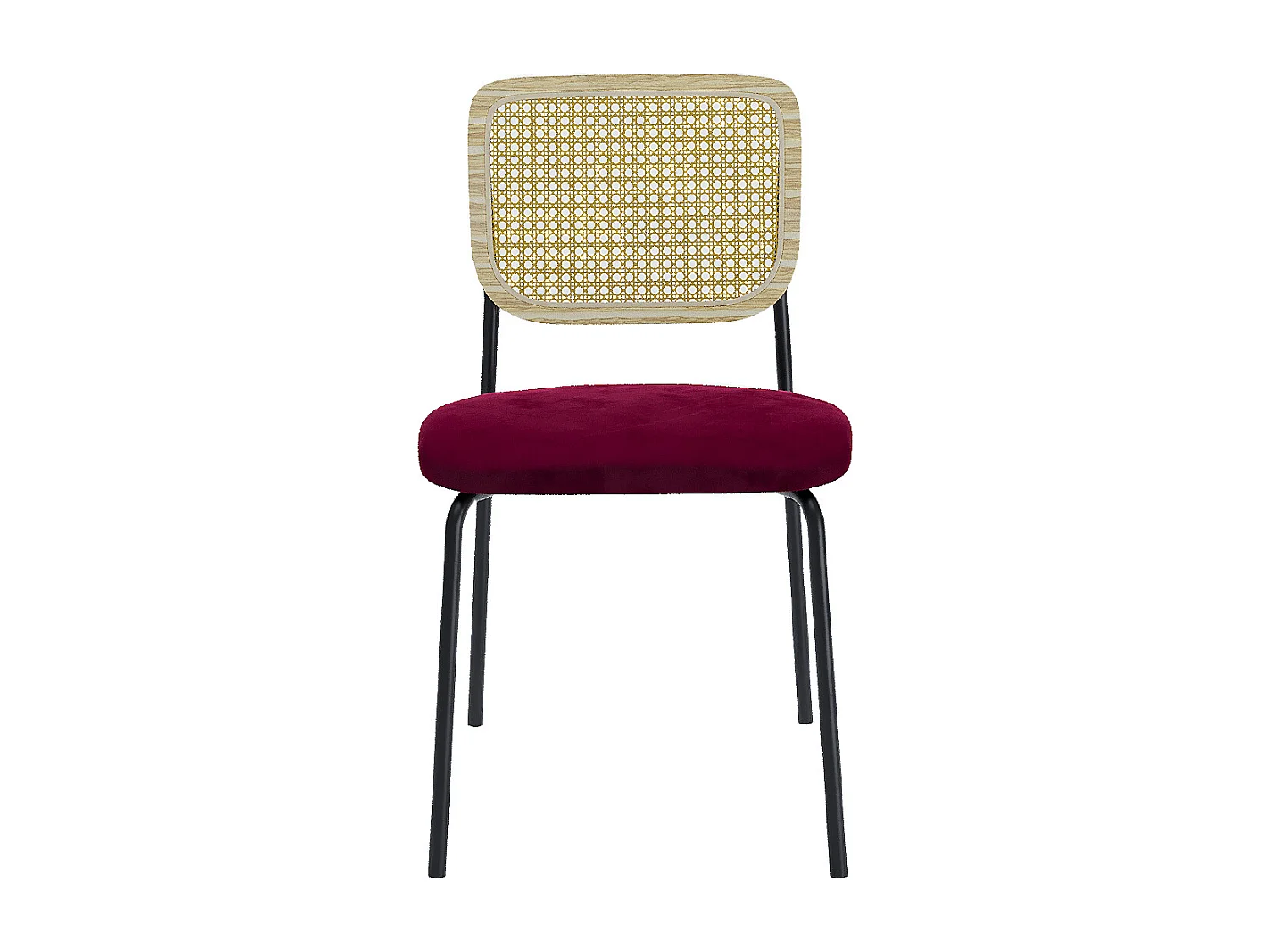 JUNA - Lot de 2 chaises en rotin et velours