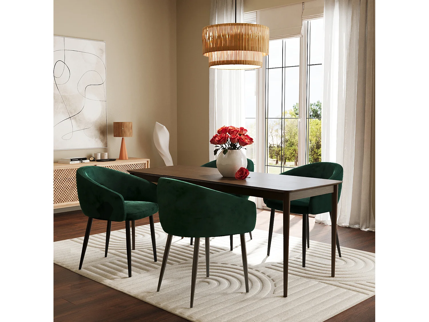 EUGÉNIE - Paire de fauteuils de table design velours