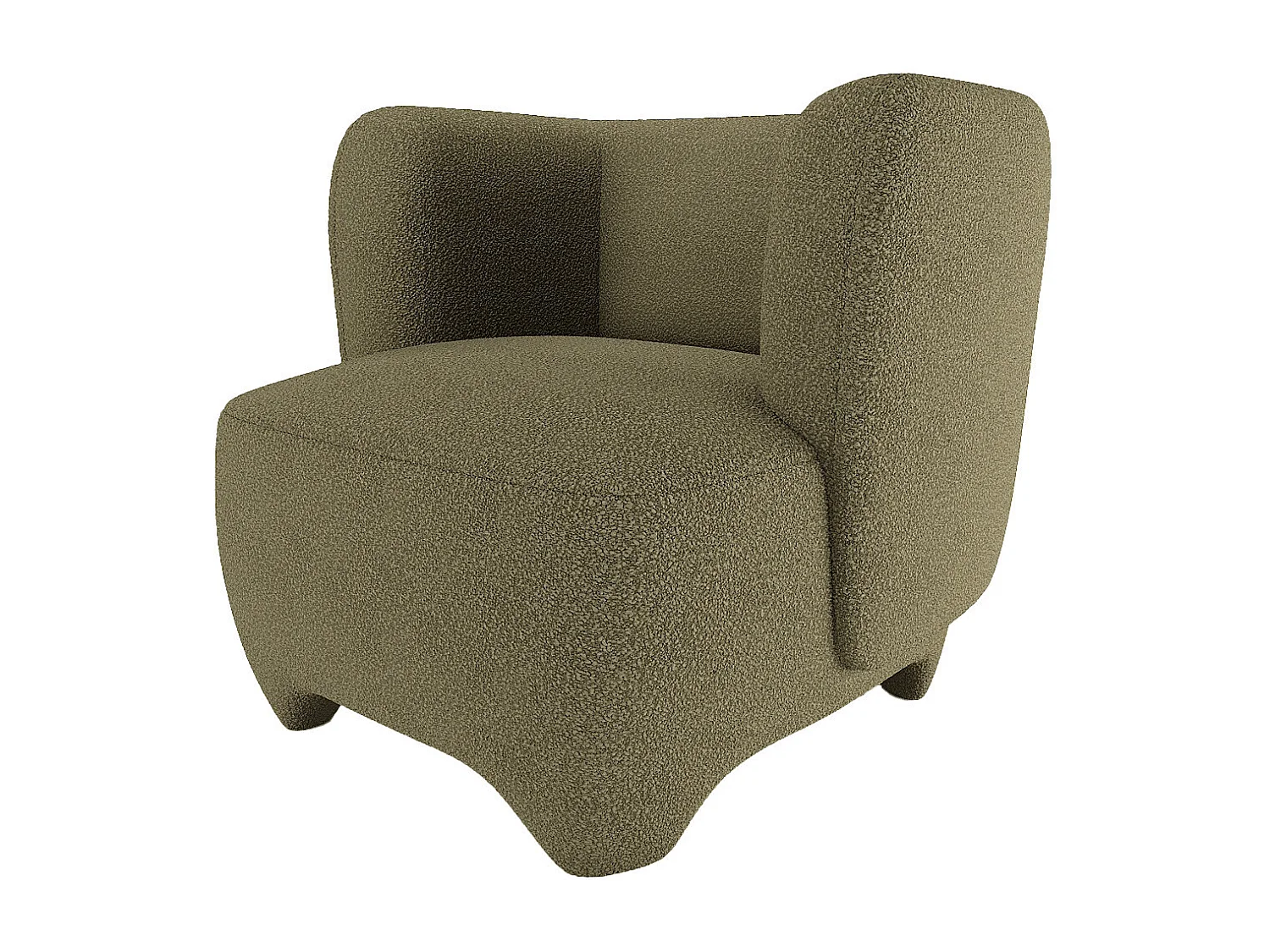 NOA - Fauteuil en laine bouclée vert kaki
