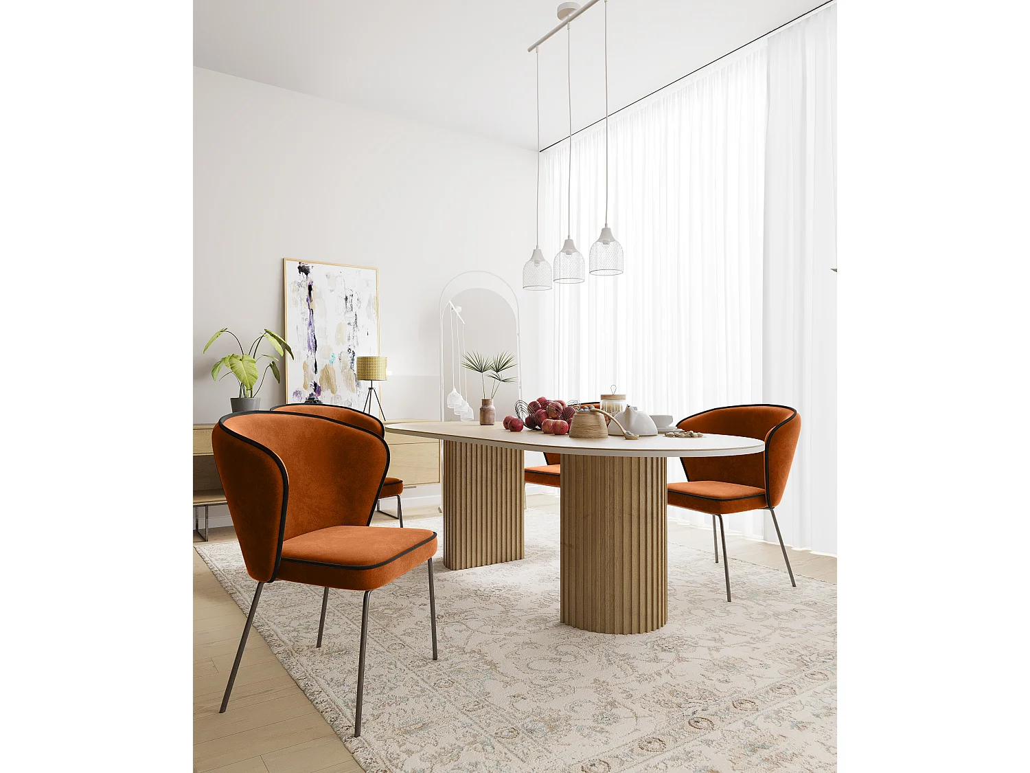 VILLADORO - Suspension triple en métal blanc