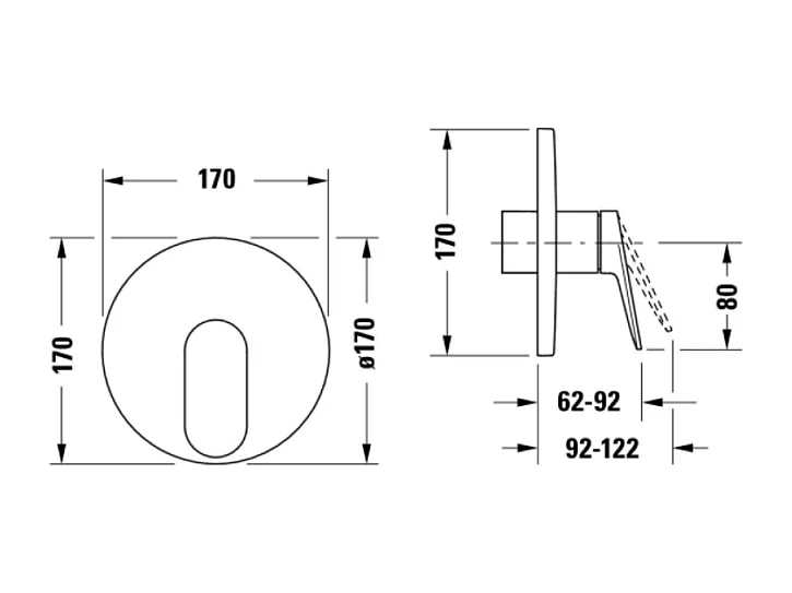 Façade robinet encastré 2 sorties DURAVIT Wave sans inverseur noir mat