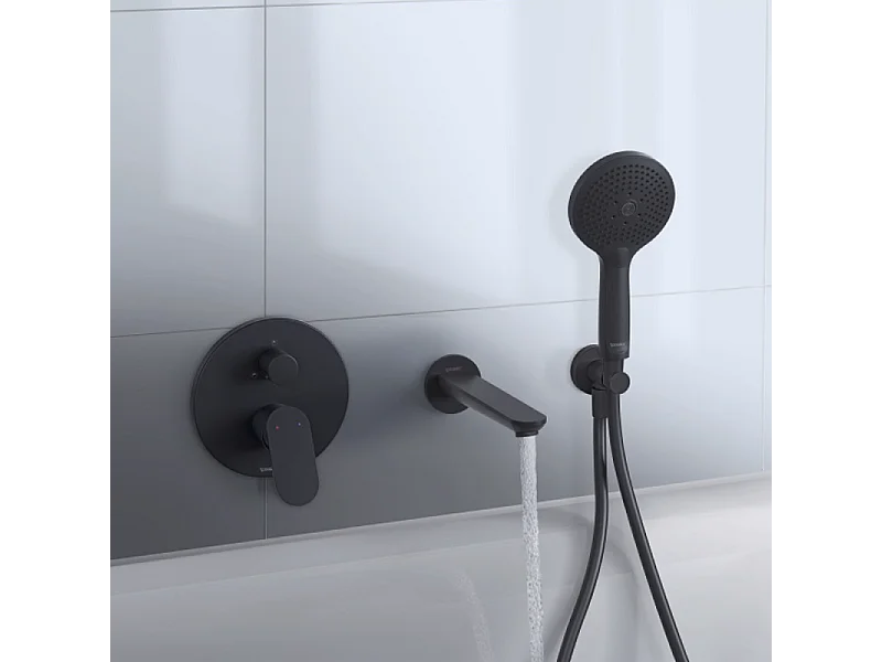 Façade robinet encastré 2 sorties DURAVIT Wave avec inverseur noir mat