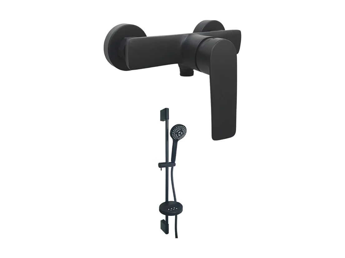 Mitigeur mécanique douche mural PAINI Ruby + Pack pommeau de douche rond 3 jets Paini Ruby Noir Mat