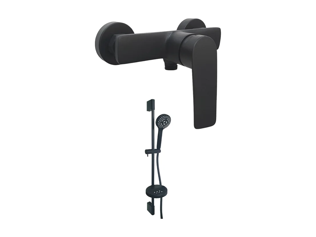 Mitigeur mécanique douche mural PAINI Ruby + Pack pommeau de douche rond 3 jets Paini Ruby Noir Mat