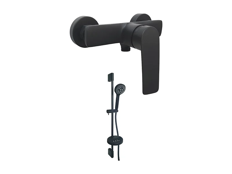 Mitigeur mécanique douche mural PAINI Ruby + Pack pommeau de douche rond 3 jets Paini Ruby Noir Mat