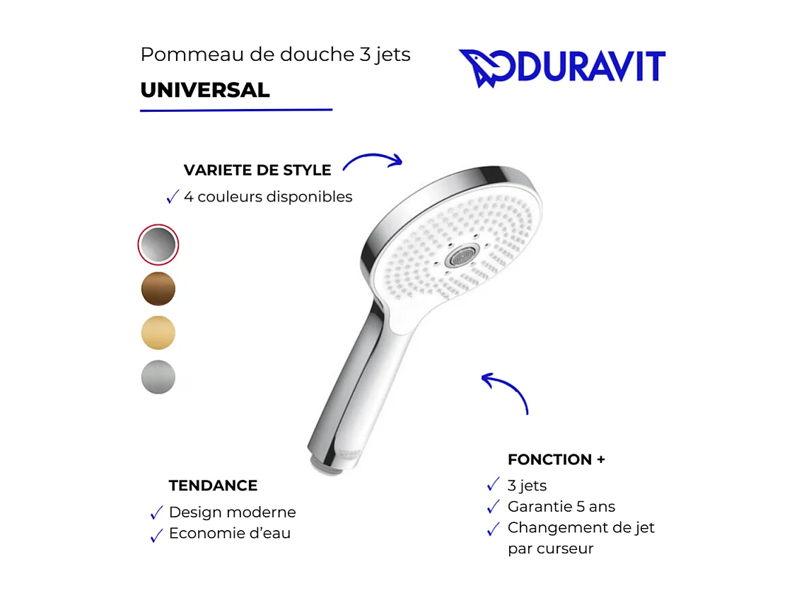Pommeau de douche 3 jets DURAVIT MinusFlow bronze brossé