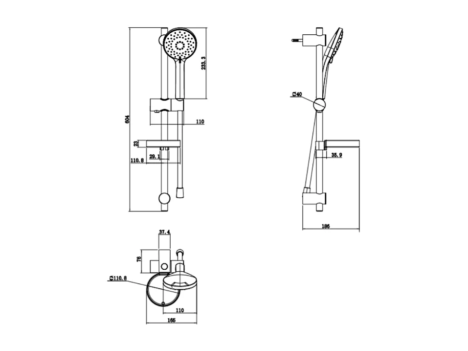 Ensemble de douche à trois jets Villeroy & Boch Universal Chrome
