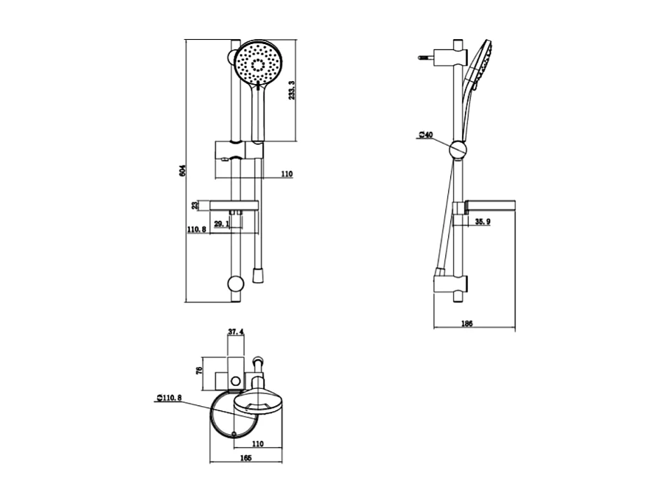 Ensemble de douche à trois jets Villeroy & Boch Universal Chrome