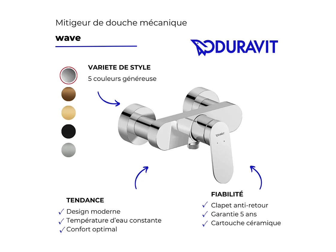 DURAVIT Wave mezclador de ducha mecánico bronce cepillado
