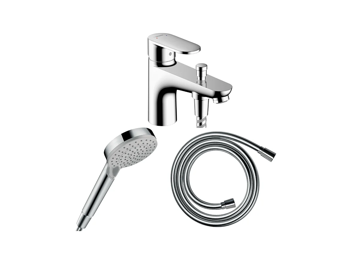 Pack mitigeur bain douche monotrou HANSGROHE Vernis Blend + Flexible Isiflex + Pommeau HANSGROHE Vernis Blend 100 Vario chromé