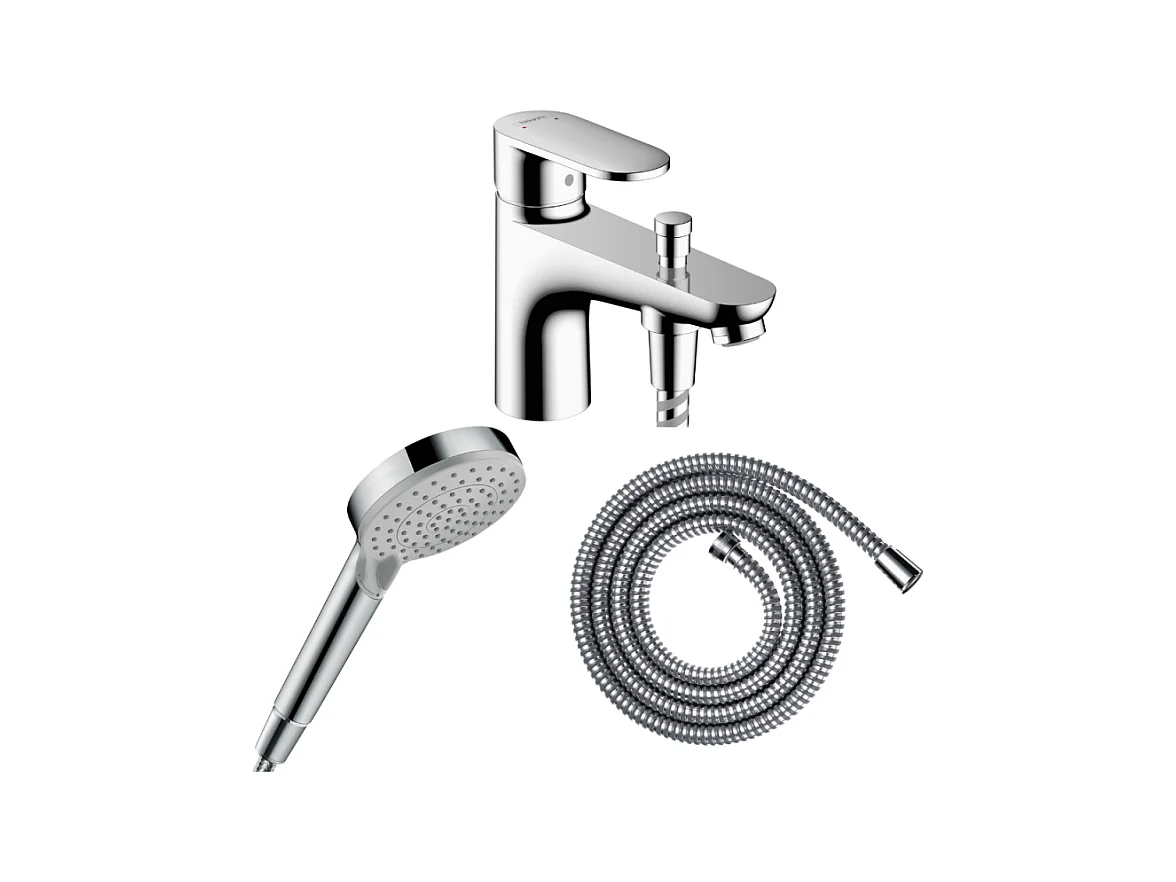 Pack mitigeur bain douche monotrou HANSGROHE Vernis Blend + Flexible Metaflex + Pommeau HANSGROHE Vernis Blend 100 Vario chromé