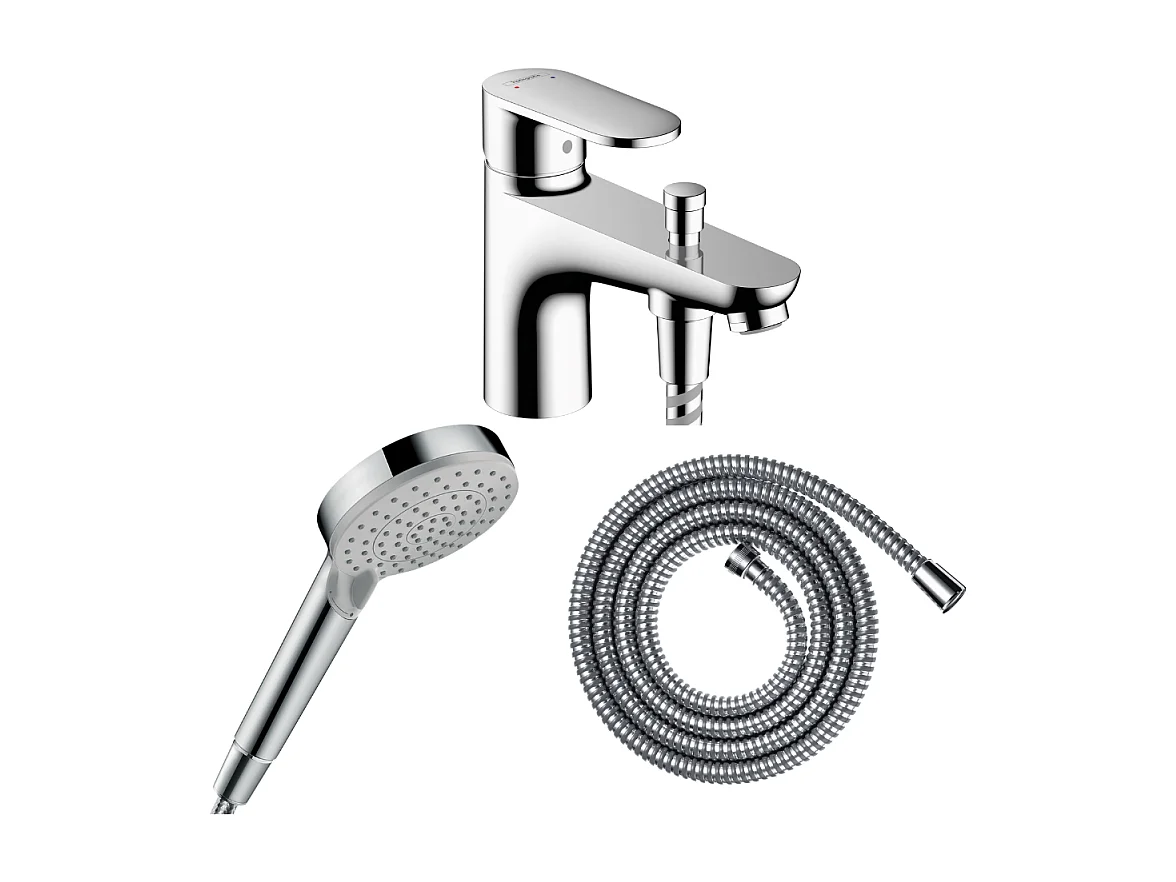 Pack mitigeur bain douche monotrou HANSGROHE Vernis Blend + Flexible Metaflex + Pommeau HANSGROHE Vernis Blend 100 Vario chromé