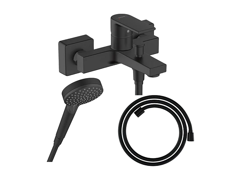 Pack mitigeur bain douche HANSGROHE Vernis Shape + Flexible Designflex + Pommeau HANSGROHE Vernis Blend 100 Vario noir mat