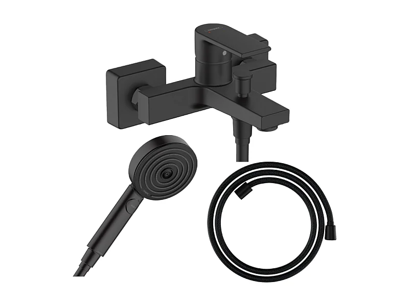 Pack mitigeur bain douche HANSGROHE Vernis Shape + Flexible Designflex + Pommeau HANSGROHE Pulsify Select 105 3 jets noir mat