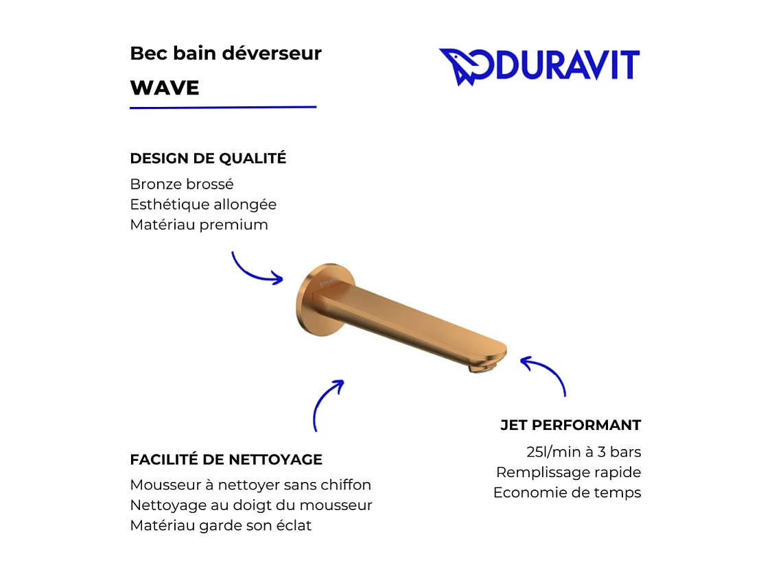 Bec bain déverseur DURAVIT Wave bronze brossé