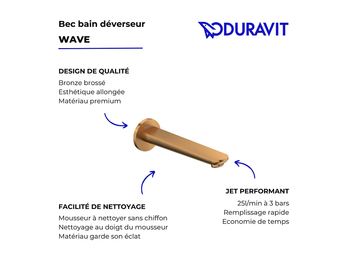 Bec bain déverseur DURAVIT Wave bronze brossé