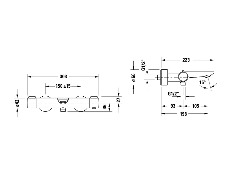 Mitigeur bain douche thermostatique DURAVIT Wave doré poli