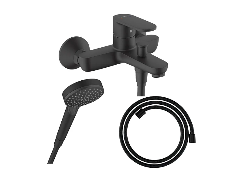 Pack mitigeur bain douche HANSGROHE Vernis Blend + Flexible Designflex + Pommeau HANSGROHE Vernis Blend 100 Vario noir mat