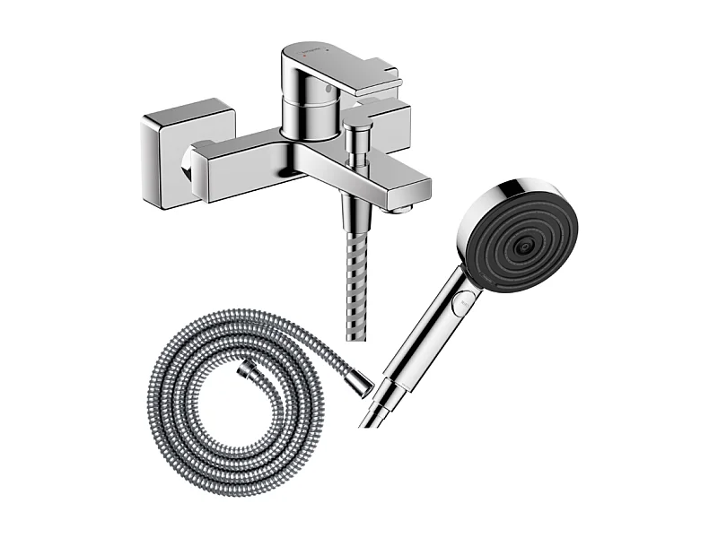 Pack mitigeur bain mécanique HANSGROHE Vernis Shape C2 + Flexible Metaflex + Pommeau Pulsify Select EcoSmart 105 3jets chromé
