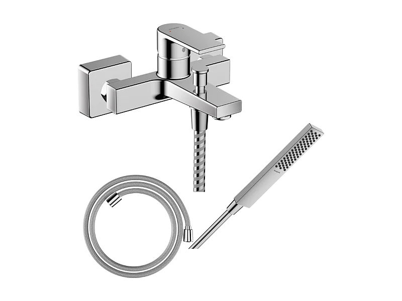 Pack mitigeur bain mécanique HANSGROHE Vernis Shape C2 + Flexible Designflex + Pommeau HANSGROHE Pulsify E 100 EcoSmart chromé