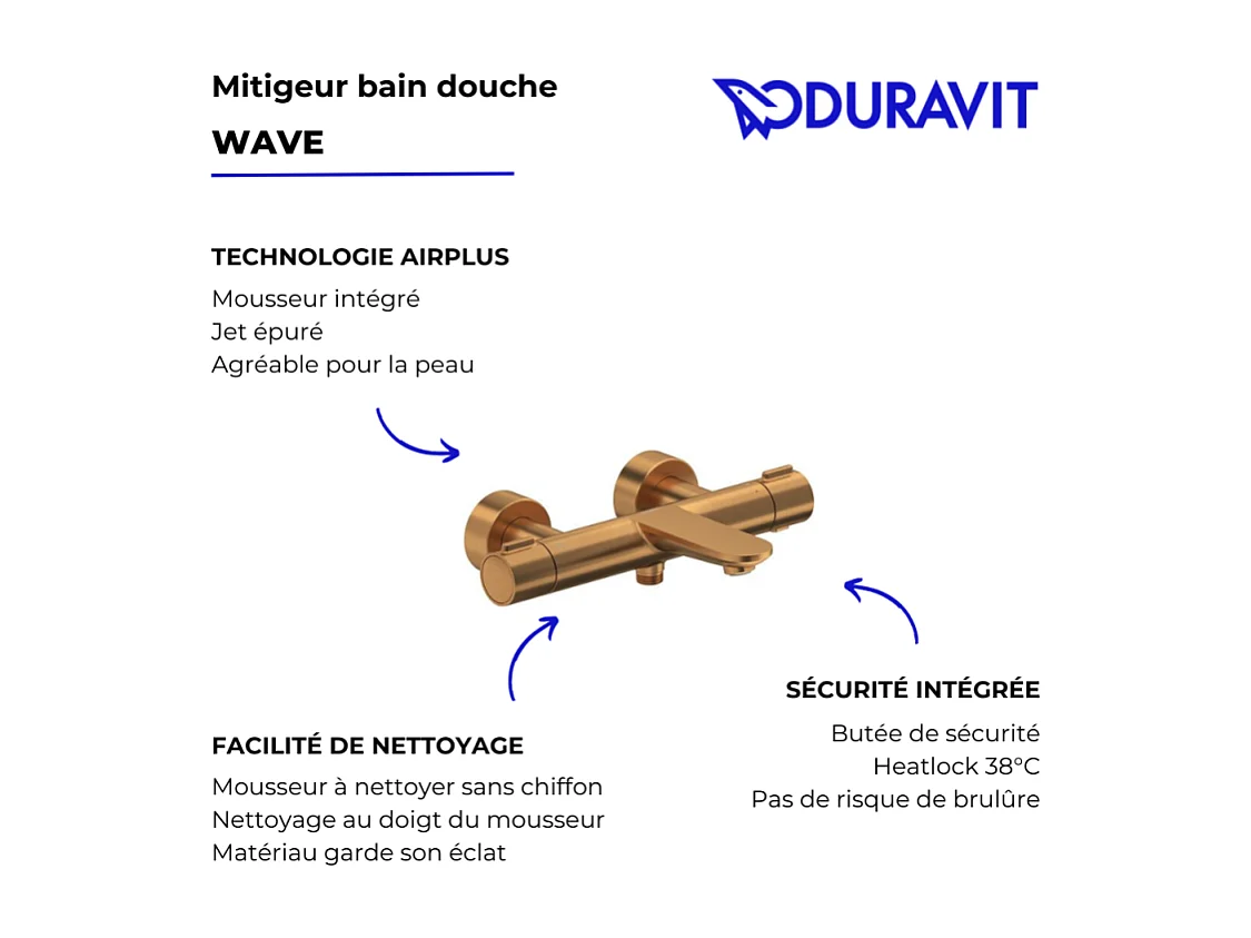 Mitigeur bain douche thermostatique DURAVIT Wave bronze brossé