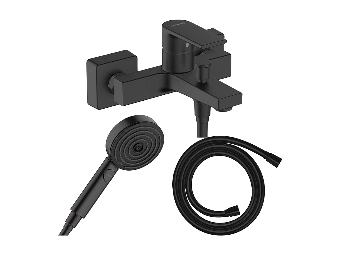 Pack mitigeur bain douche HANSGROHE Vernis Shape + Flexible Isiflex +Pommeau HANSGROHE Pulsify Select 105 3 jets noir mat