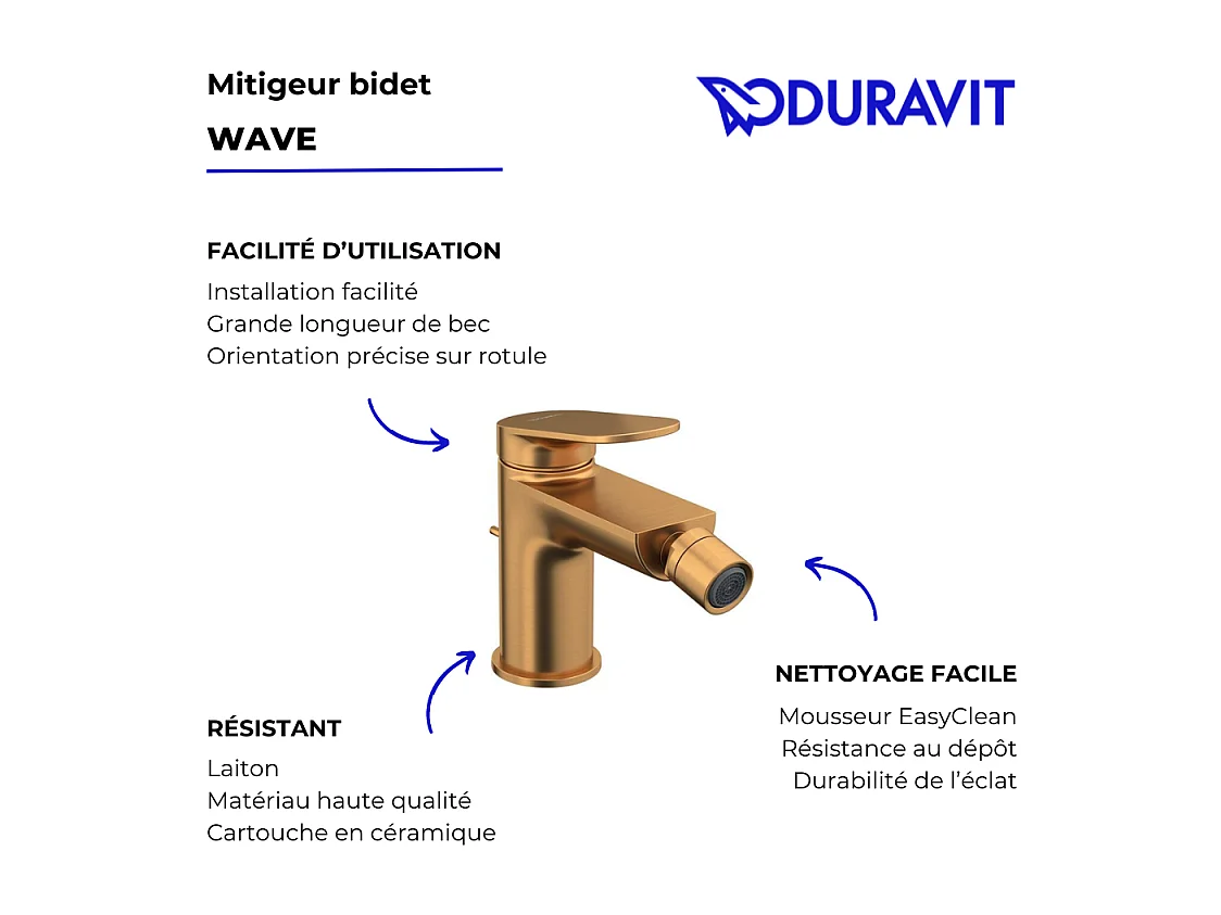 Mitigeur bidet DURAVIT Wave bronze brossé