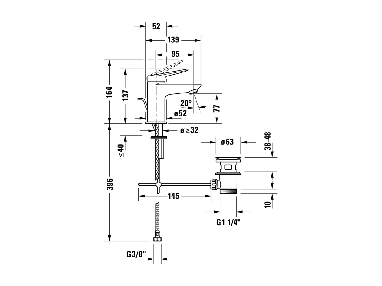 Mitigeur lavabo DURAVIT Wave S avec vidage bronze brossé