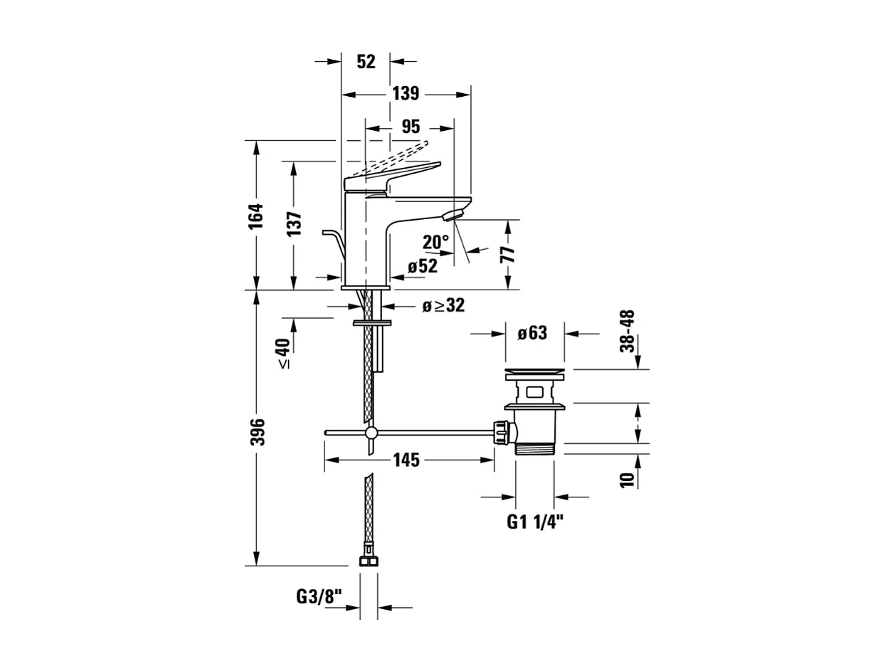 Mitigeur lavabo DURAVIT Wave S avec vidage bronze brossé