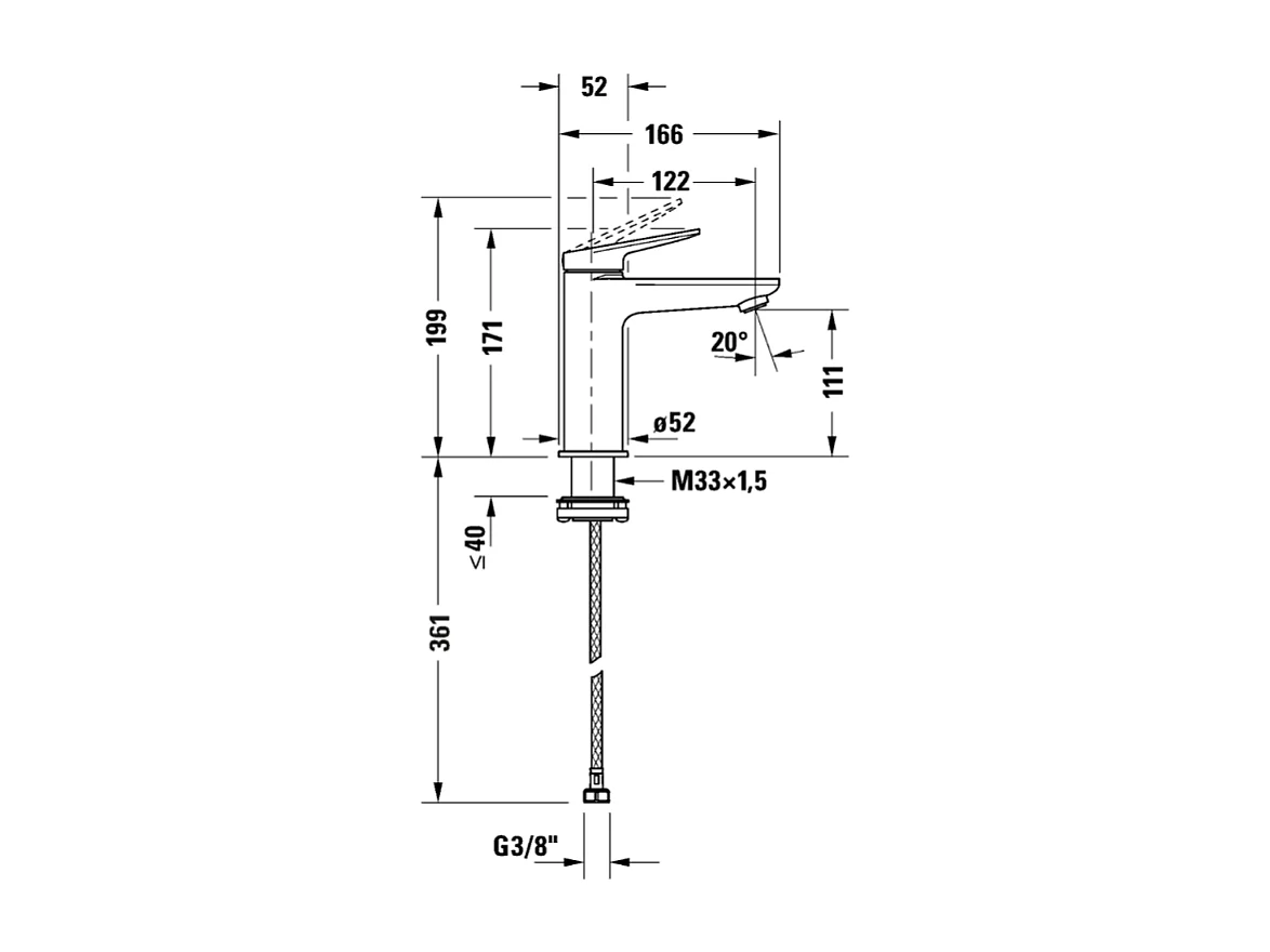 Mitigeur lavabo DUVARIT Wave M sans vidage bronze brossé
