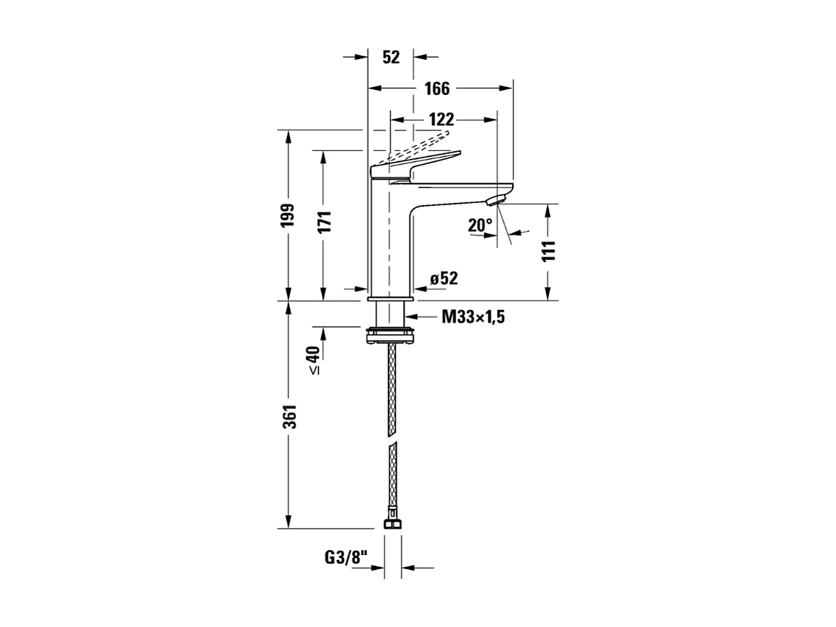 Mitigeur lavabo DUVARIT Wave M sans vidage bronze brossé