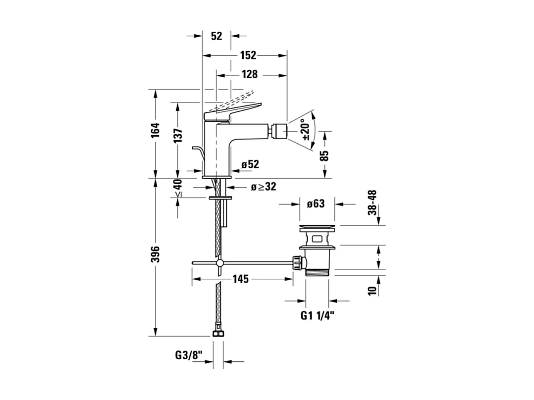 Mitigeur bidet DURAVIT Wave doré poli