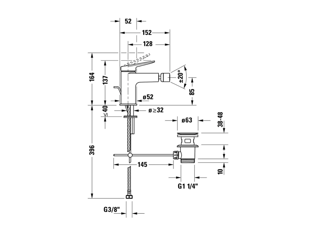 Mitigeur bidet DURAVIT Wave doré poli
