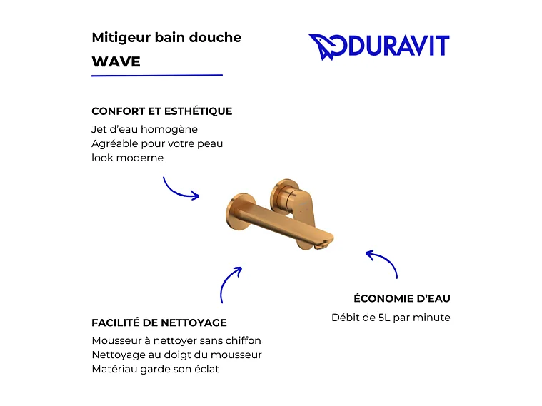 Mitigeur lavabo encastré DURAVIT Wave bronze brossé