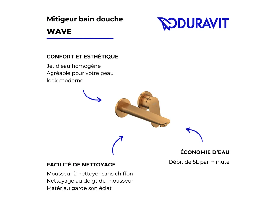 Mitigeur lavabo encastré DURAVIT Wave bronze brossé