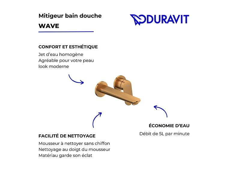 Mitigeur lavabo encastré DURAVIT Wave bronze brossé