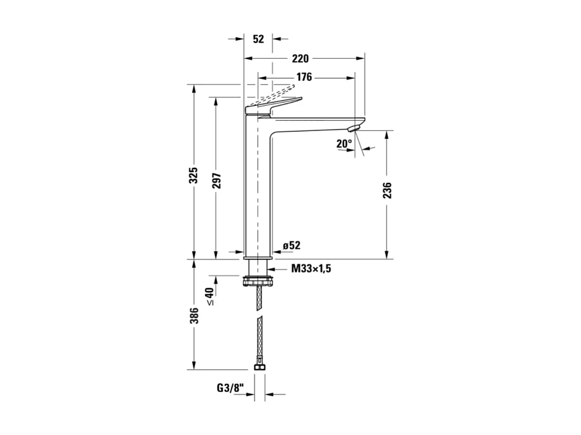 Mezclador de lavabo DUVARIT Wave XL sin vaciador bronce cepillado